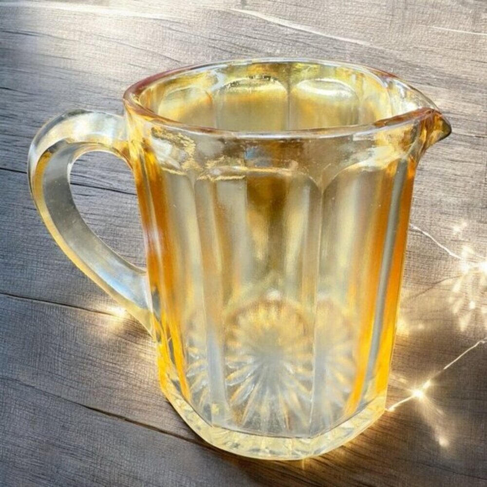 Vintage Carnival‎ Glass Small Pitcher Creamer Jug Shiny Finish Glass Pitcher VTG